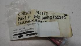 5431389 Polaris Select 1992-1999 Snowmobile Models Parking Brake Tag Part#