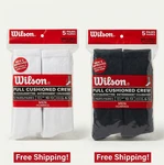 Wilson Men Full Cushioned Crew Socks 5 Pairs In Colors Black White Size 6-12. Fixed Price $16.99.