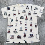 Vintage Art Unlimited Shirt Mens Large Lighthouses Of Chesapeake All Over Print. Fixed Price $22.99.